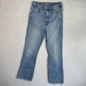 MOTHER The Hustler Ankle Fray Light Blue Denim Jeans 27
